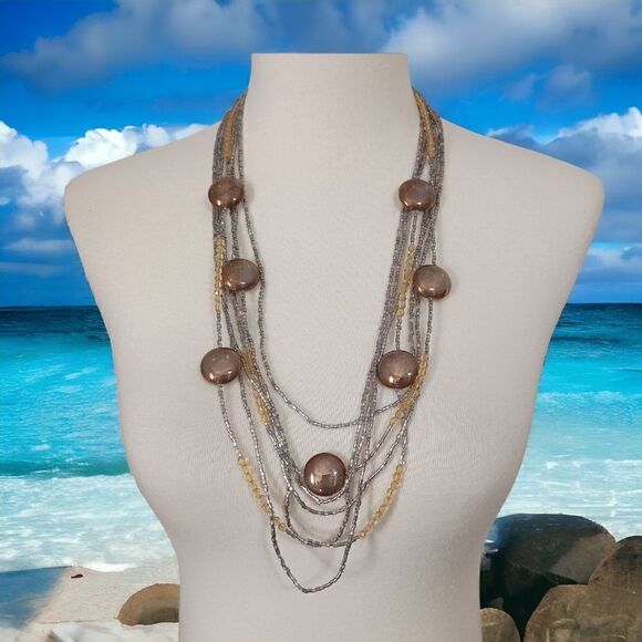 STUDIO GI Venetian Art Glass Necklace Italy Multi Strand 30" Boho Gypsy Flapper. - Picture 12 of 16